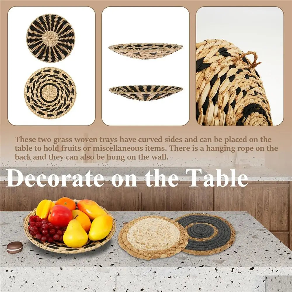 Boho Wall Basket Set of 7 for Living Room & Bedroom Wall Decor | Handwoven Seagrass Hanging Baskets | Natural Round Wall Art, 11 to 30cm