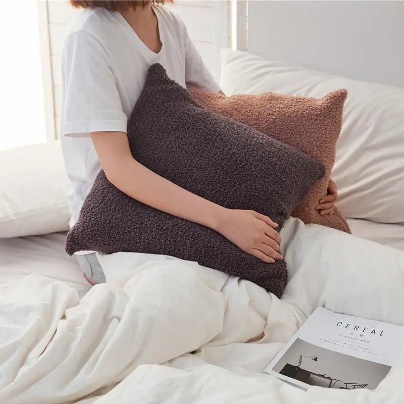 Teddy Faux Fur Throw Pillow Cover for Bedroom & Living Room Sofa | Plush Cozy Bedroom Decor | Nordic Neutral Cushion Cover in 11 Colours