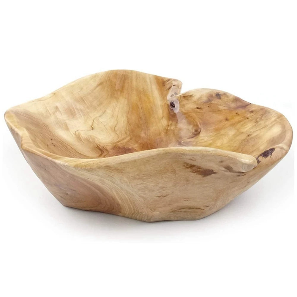 Hand-Carved Root Wood Bowl for Fruit, Salad & Snacks | Natural Real Wood Serving Bowl | Rustic Living Room & Kitchen Decor, 15–19cm