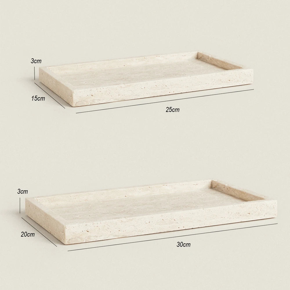 Travertine Vanity Tray for Bathroom Counter, Kitchen Sink & Dresser | Natural Stone Tray for Soap, Perfume & Skincare | 25cm or 30cm
