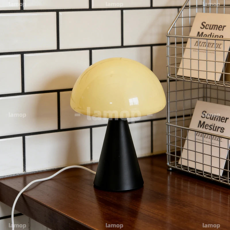 Glass Mushroom Table Lamp for Bedside, Desk & Study | Modern Minimalist Umbrella Lamp | USB-C Powered LED Night Light in 5 Colours