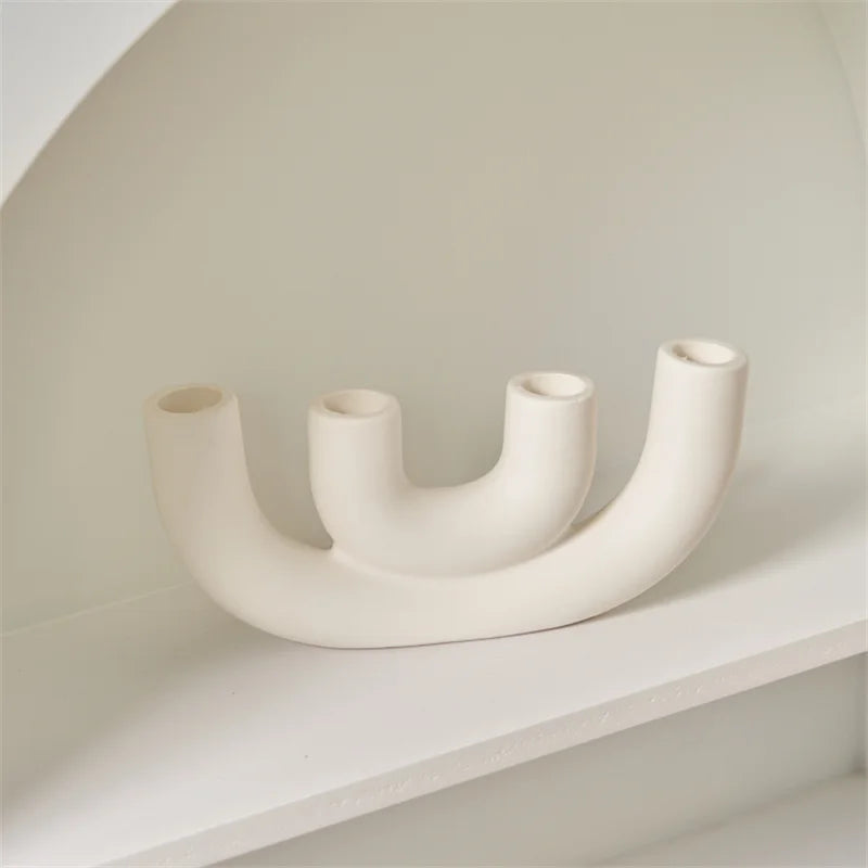 Ceramic Candelabra Candle Holder for Dining Table & Mantel | Nordic Handmade Taper Candlestick | Sculptural Home Decor & Wedding Centrepiece, 5 Styles