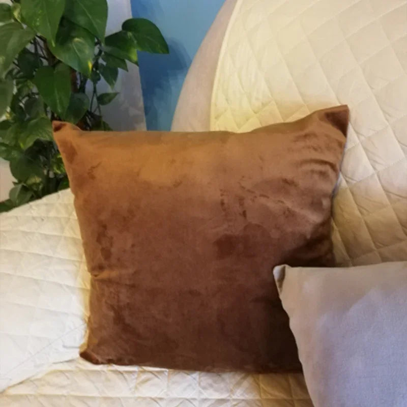 Dark Brown Velvet Throw Pillow Cover for Sofa & Bed | Super-Soft Cozy Bedroom Decor | Hidden Zipper | 4 Sizes from 30x50 to 50x50cm
