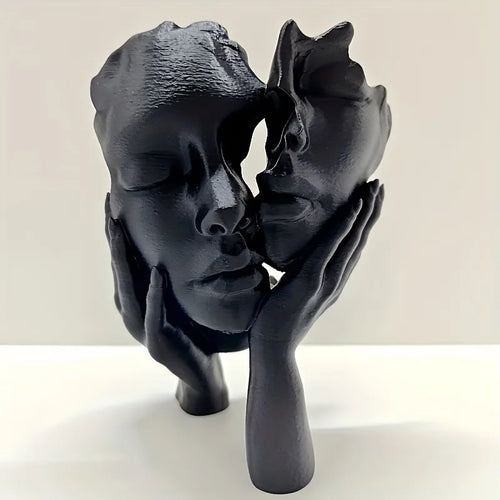 Abstract Embrace Sculpture | Modern Minimalist Double-Sided Interconnected Figurine in Black, Indoor & Outdoor Home Decor Gift