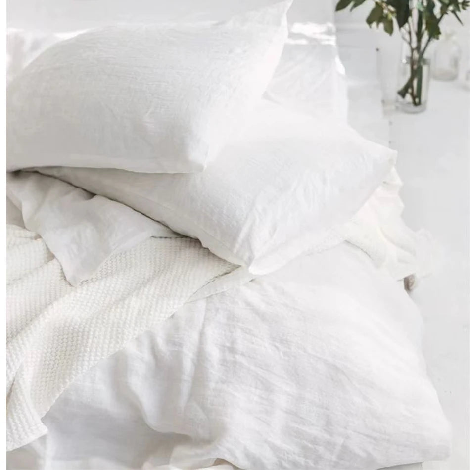 Stone Washed Linen Duvet Cover & Pillowcases for Bedroom | 100% French Linen Bedding | Breathable Neutral Bedroom Decor | 10 Colours