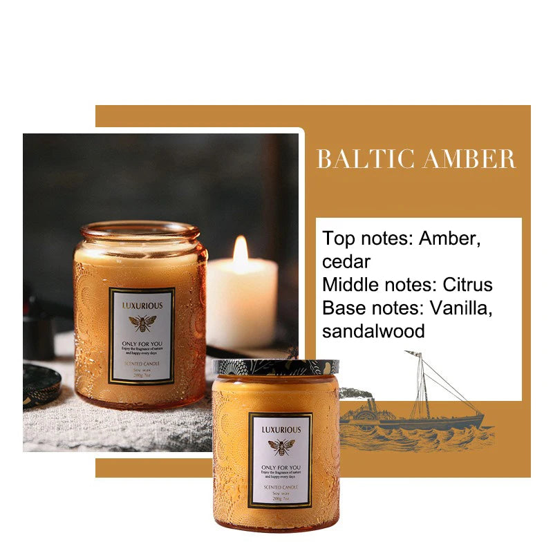 Soy Scented Candle for Living Room & Bedroom | 7oz Natural Soy Wax Jar Candle with Cotton Wick | 40 Hour Burn | Cosy Home Gift in 4 Scents