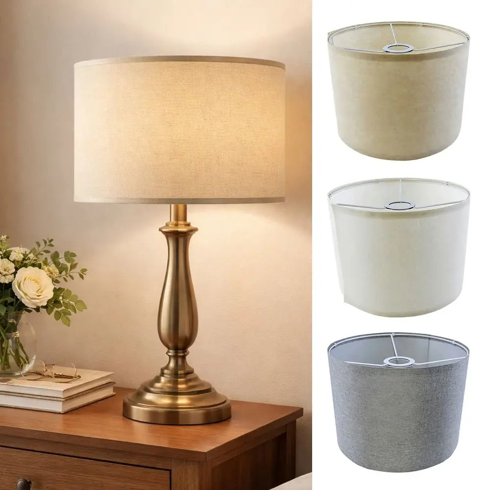 Small Linen Drum Lampshade 26cm | Minimalist Beige, White & Grey Lamp Shade for Table Lamps, Bedside & Pendant Lighting