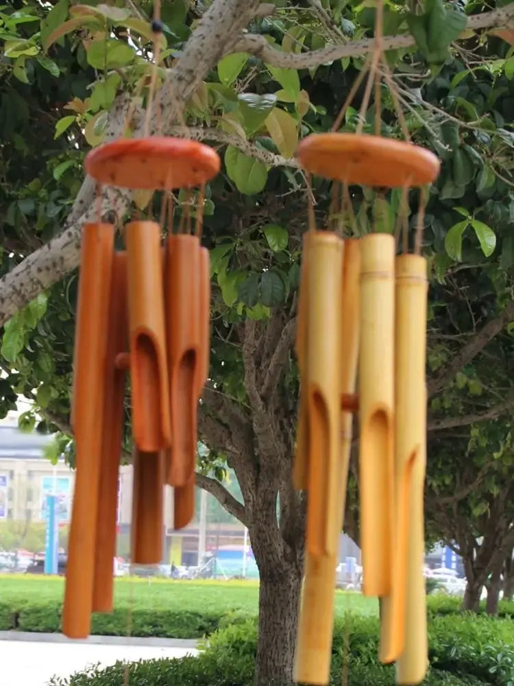 Bamboo Wind Chime for Garden, Patio & Porch | 75cm Natural Wooden Wind Chimes | Soothing Zen Outdoor Decor for Meditation, 2 Styles