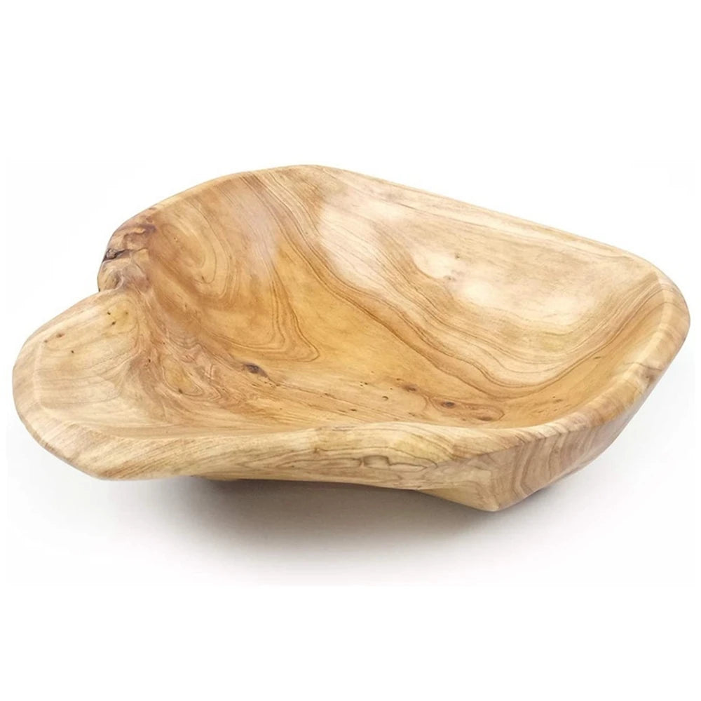 Hand-Carved Root Wood Bowl for Fruit, Salad & Snacks | Natural Real Wood Serving Bowl | Rustic Living Room & Kitchen Decor, 15–19cm
