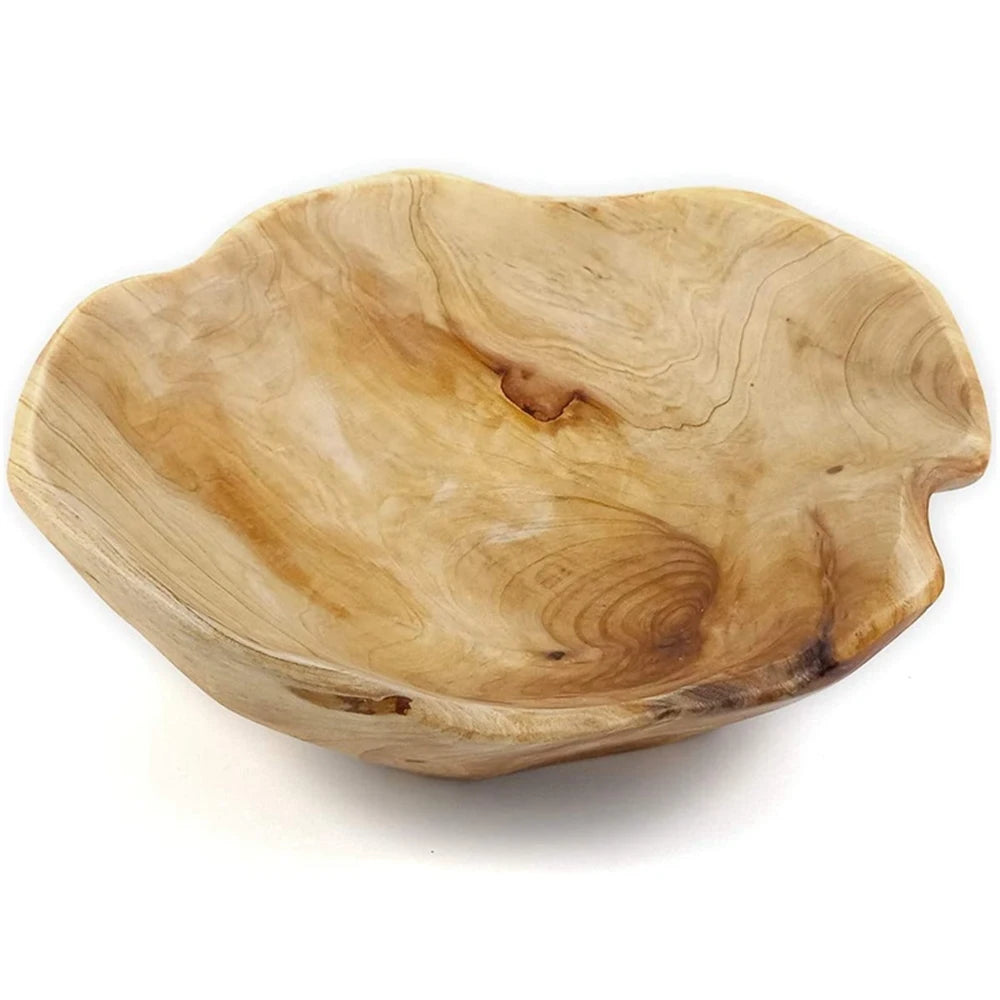 Hand-Carved Root Wood Bowl for Fruit, Salad & Snacks | Natural Real Wood Serving Bowl | Rustic Living Room & Kitchen Decor, 15–19cm