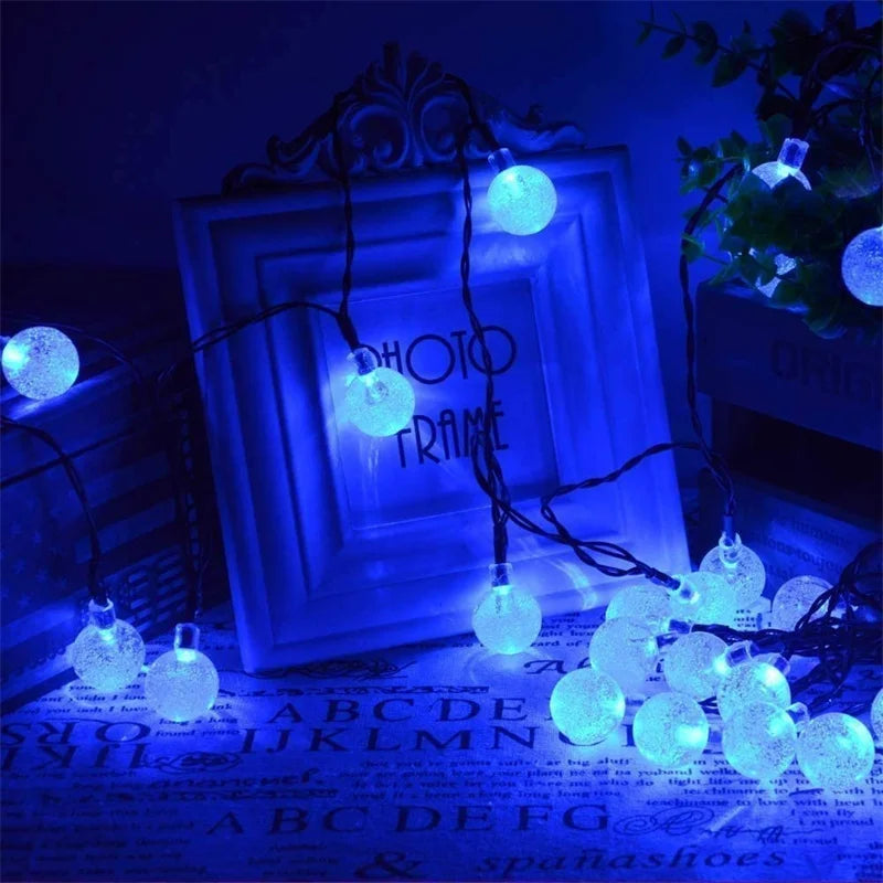 Solar String Lights for Garden, Patio & Christmas Decor | Waterproof Crystal Globe Fairy Lights | Outdoor Solar Festoon Lights, 5m–22m, 4 Colours