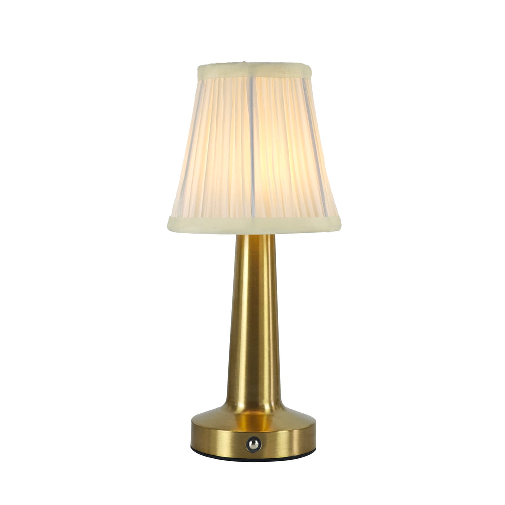 Cordless Pleated Table Lamp for Dining Table, Bedroom & Restaurant | Rechargeable Touch-Dimmable LED | Portable Lamp in Rose Gold, Gold or Silver