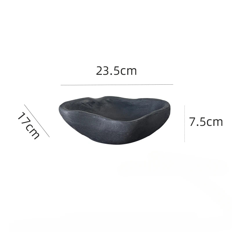 Solid Wood Decorative Tray for Entryway, Dining Table & Coffee Table | Vintage Shaped Wooden Fruit & Jewellery Plate | Rustic Home Decor Bowl, 2 Styles