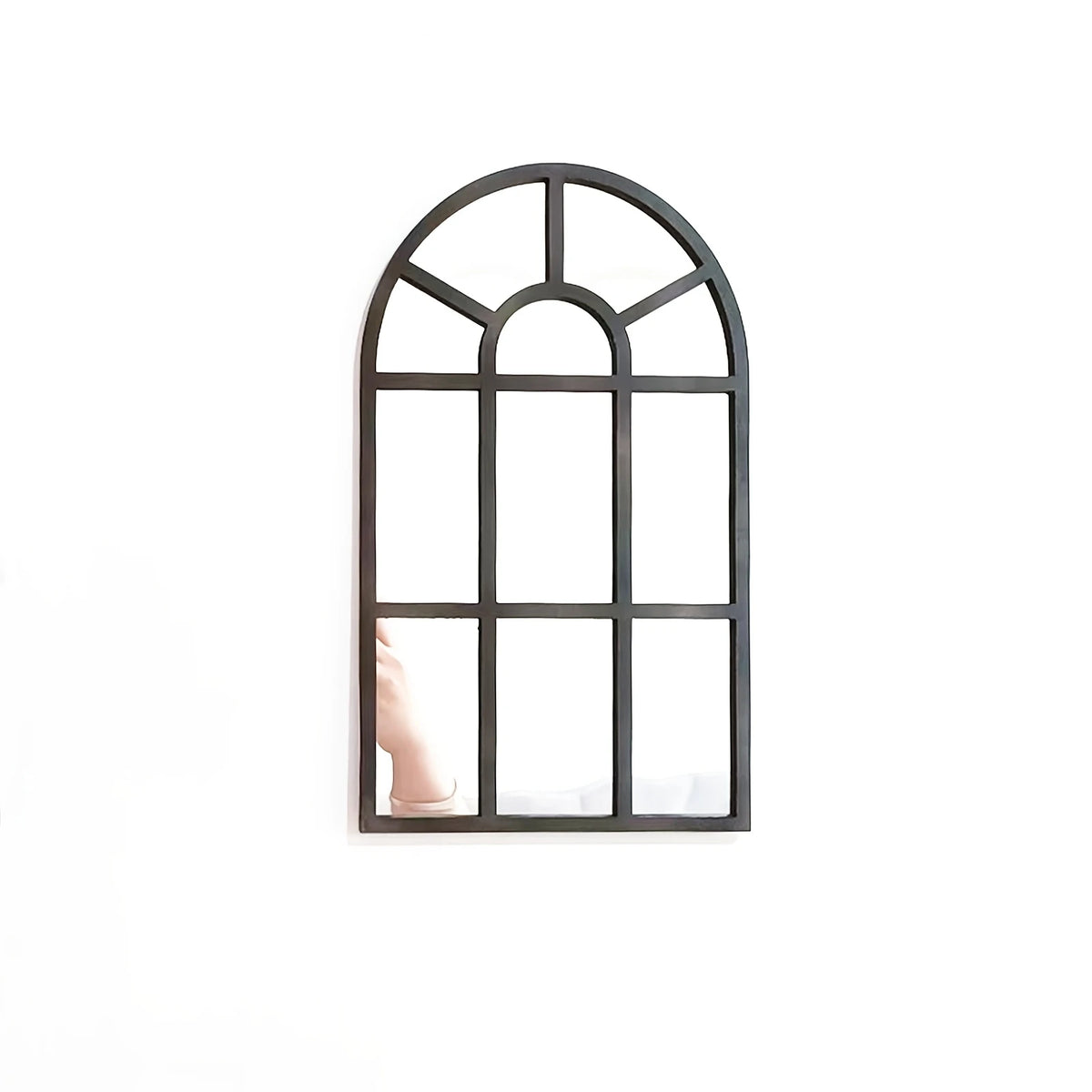 Arched Windowpane Wall Mirror for Entryway, Bathroom & Bedroom | Minimalist Wood Frame Arch Mirror | Lightweight Acrylic Mirror, 2 Styles
