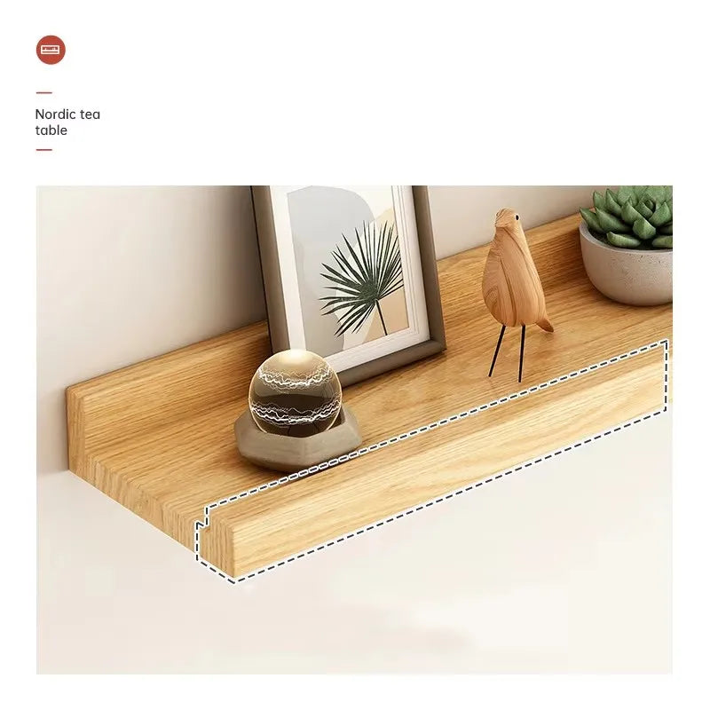 Wooden Floating Shelf for Bathroom, Kitchen & Living Room | U-Shaped Wall Mounted Display Shelf | Natural or Peach Wood Finish, 30cm
