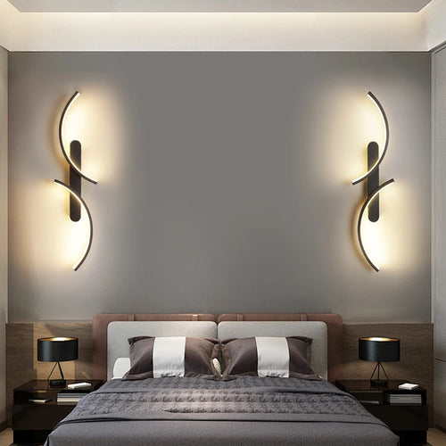 C-Shape LED Wall Sconce in Black | Modern Minimalist Linear Wall Light for Living Room, Bedroom, Hallway & Office, Tricolour 60/80/100cm