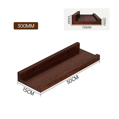 Wooden Floating Shelf for Bathroom, Kitchen & Living Room | U-Shaped Wall Mounted Display Shelf | Natural or Peach Wood Finish, 30cm