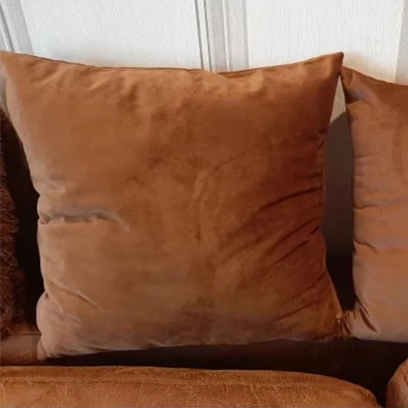 Dark Brown Velvet Throw Pillow Cover for Sofa & Bed | Super-Soft Cozy Bedroom Decor | Hidden Zipper | 4 Sizes from 30x50 to 50x50cm
