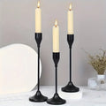 Black Metal Candle Holder Set for Dining Table & Mantel | Nordic Minimalist Taper Candlesticks with Round Base | Wedding & Party Centrepiece, 3–30 Pcs