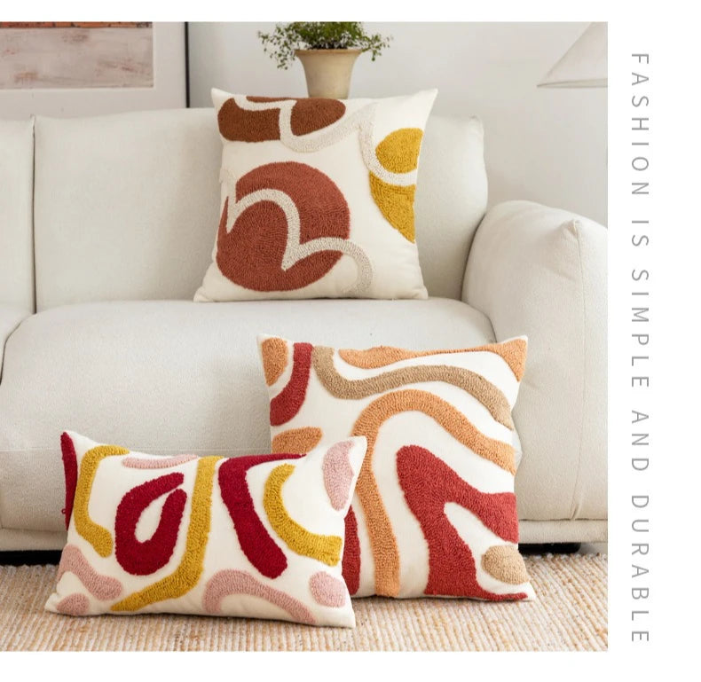 Textured Throw Pillow Cover for Sofa & Bed | Boho Neutral Bedroom Decor | Tufted, Suede, Chenille & Faux Fur Designs in Cream & Brown