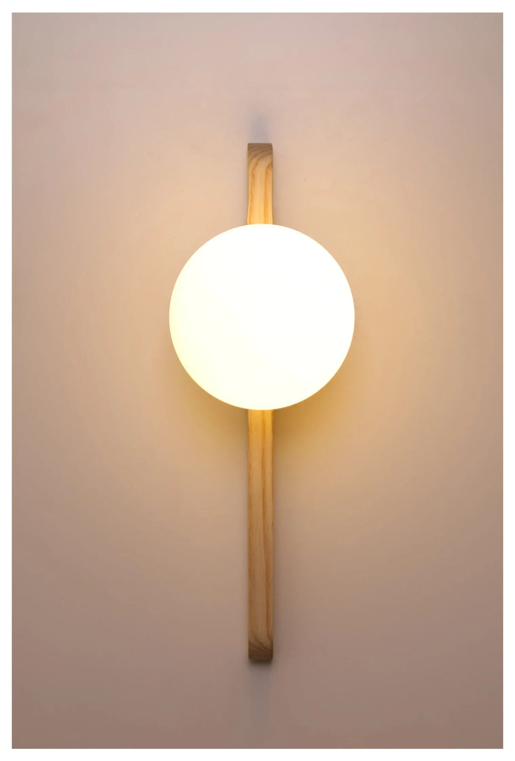 Glass Globe Wall Sconce for Living Room, Bedroom & Hallway | Wabi-Sabi Walnut Wood Wall Light | Moonlight Globe in 3 Finishes & 3 Colour Temperatures