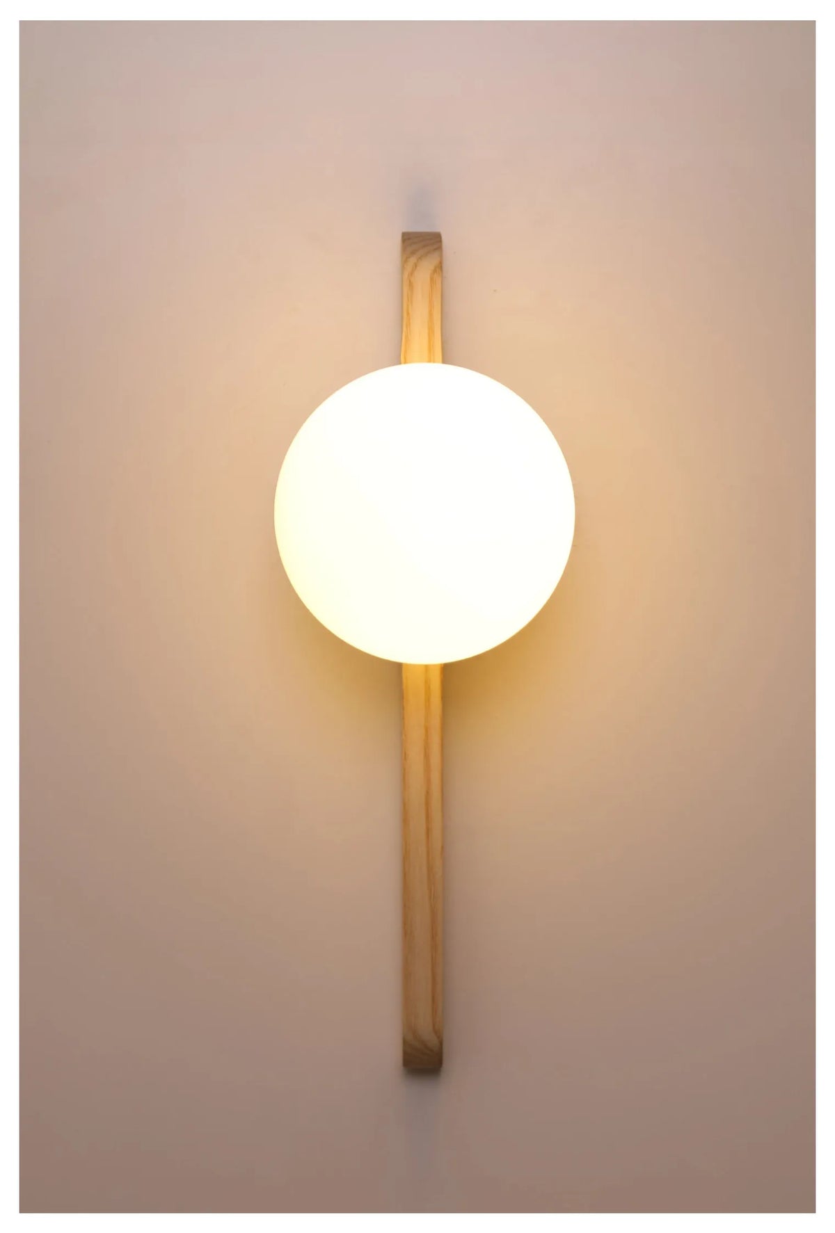 Glass Globe Wall Sconce for Living Room, Bedroom & Hallway | Wabi-Sabi Walnut Wood Wall Light | Moonlight Globe in 3 Finishes & 3 Colour Temperatures