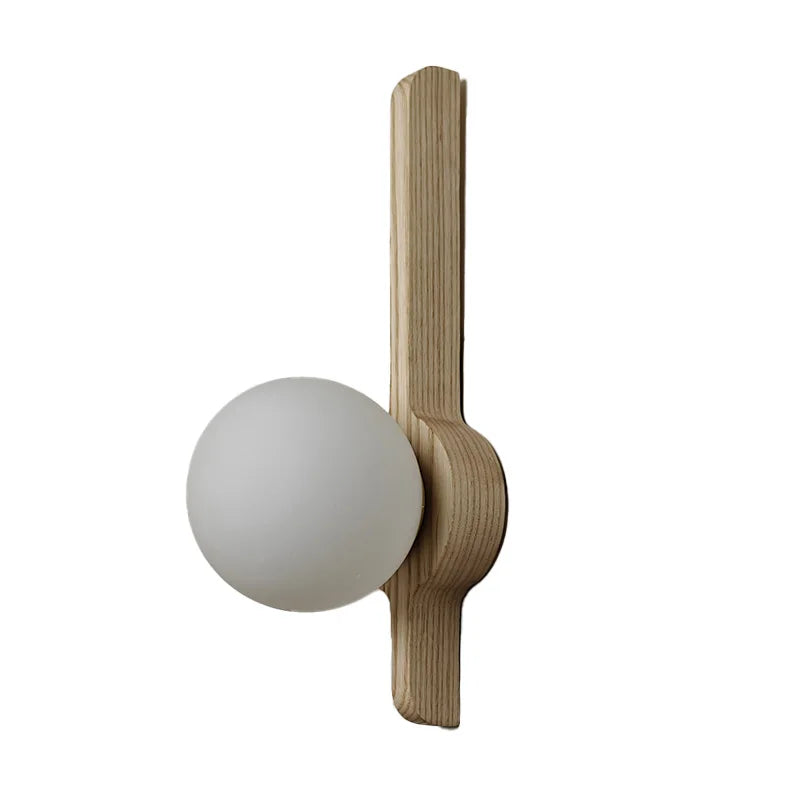 Glass Globe Wall Sconce for Living Room, Bedroom & Hallway | Wabi-Sabi Walnut Wood Wall Light | Moonlight Globe in 3 Finishes & 3 Colour Temperatures