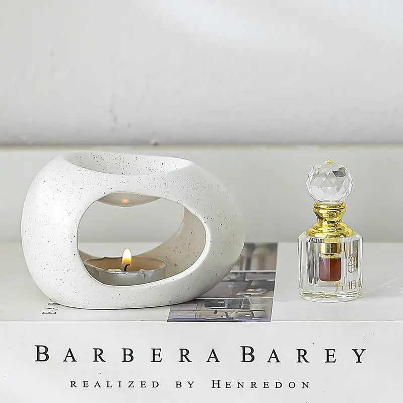 Ceramic Candle Holder & Essential Oil Burner for Living Room & Bedroom | Nordic Minimalist Aroma Diffuser | Calming Home Decor, 3 Styles