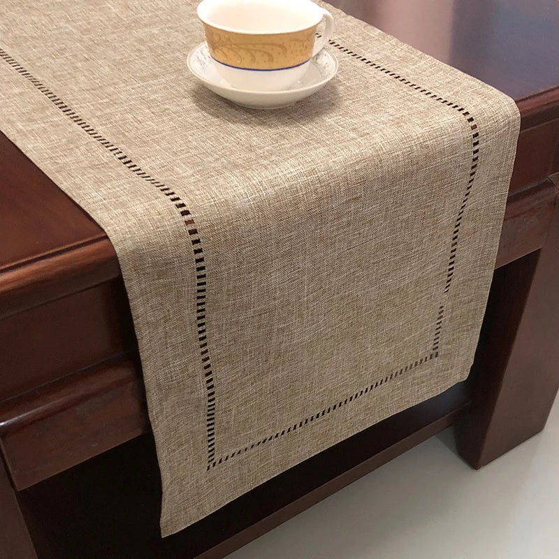 Linen-Look Table Runner for Kitchen & Dining Table | Simple Solid Colour Table Decor | Party & Holiday Tablecloth Runner, 32x180cm or 32x280cm