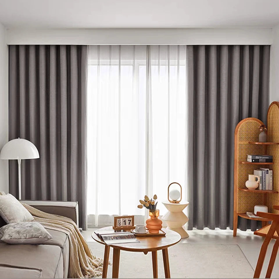 Linen Look Room Darkening Curtain for Bedroom & Living Room | Neutral Modern Window Drape | Sold Per Panel in Grey Coffee or Beige, 12 Sizes