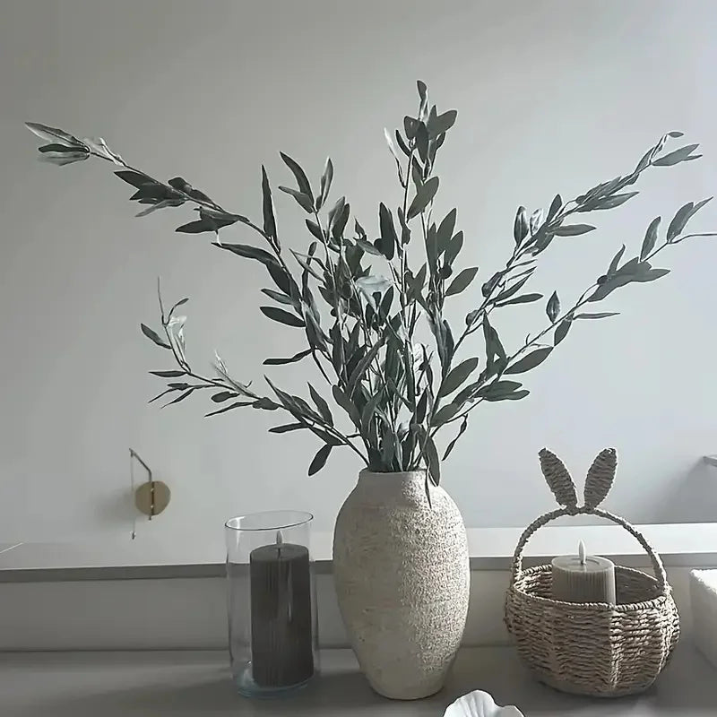 Artificial Olive Branch for Vases & Wreaths | 113cm Realistic Faux Olive Leaves | Fake Plant Stem for Living Room, Wedding & Christmas Decor