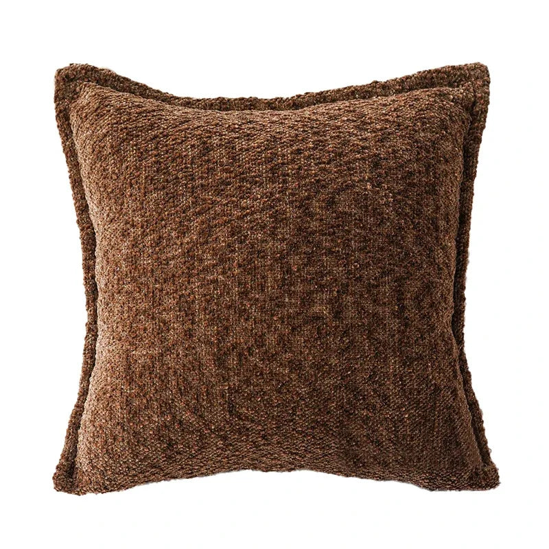 Brown Striped Chenille Throw Pillow Cover for Living Room Sofa & Bed | Textured Neutral Bedroom Decor | 45x45cm & 30x50cm
