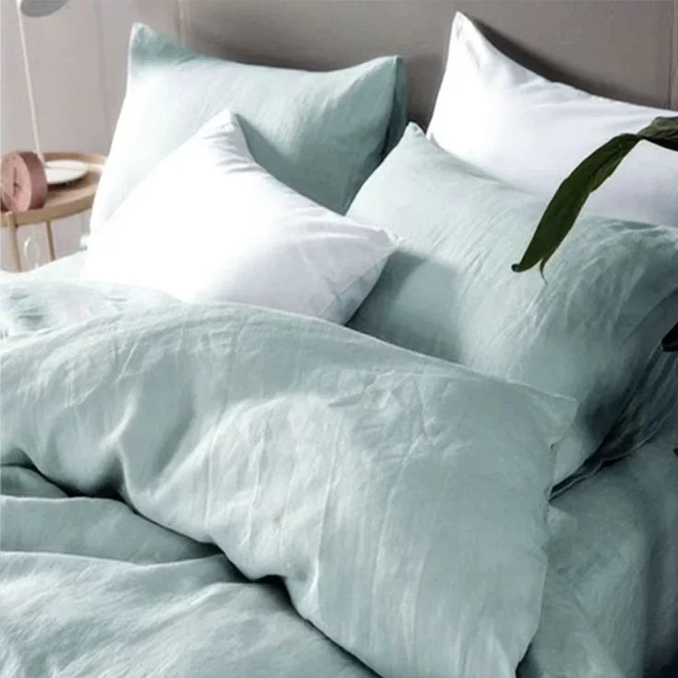 Stone Washed Linen Duvet Cover & Pillowcases for Bedroom | 100% French Linen Bedding | Breathable Neutral Bedroom Decor | 10 Colours