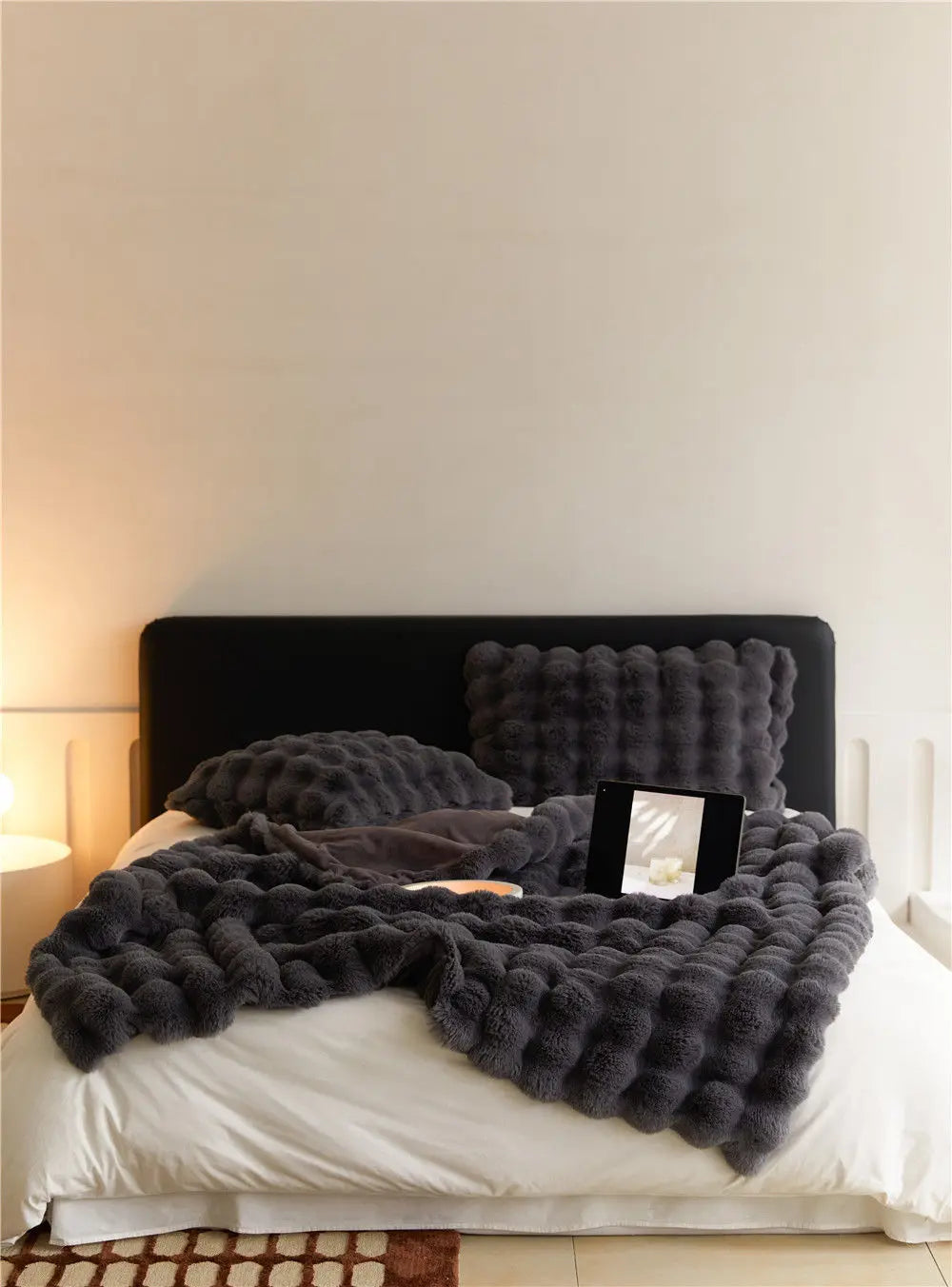 Faux Fur Bubble Throw Blanket for Bed & Sofa | Ultra-Soft Plush 3D Texture | Cozy Winter Bedroom Decor | 5 Sizes, 5 Colours