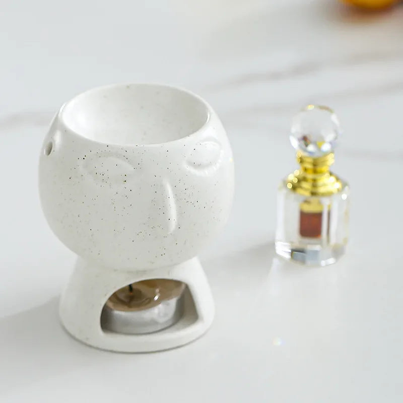 Ceramic Candle Holder & Essential Oil Burner for Living Room & Bedroom | Nordic Minimalist Aroma Diffuser | Calming Home Decor, 3 Styles