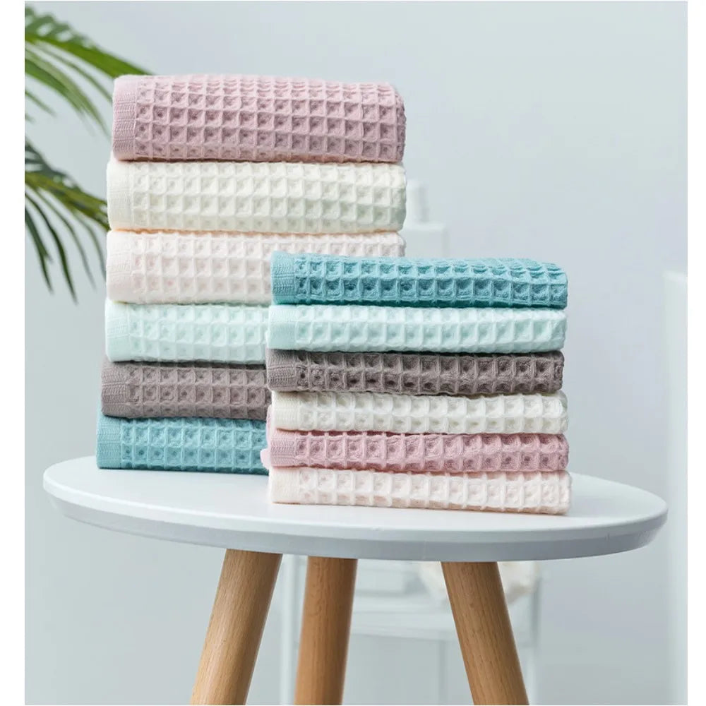 Waffle Weave Cotton Bath Towel for Bathroom & Spa | Quick Dry Absorbent Large Towel 70x140cm | Minimalist Bathroom Decor in 6 Colours