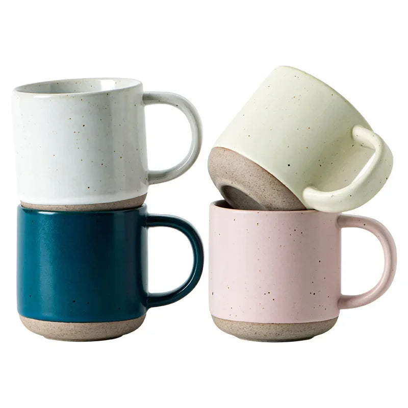 Speckled Ceramic Coffee Mug for Espresso, Cappuccino & Tea | 150ml Frosted Cup with Handle & Unglazed Base | Minimalist Tableware in 4 Colours