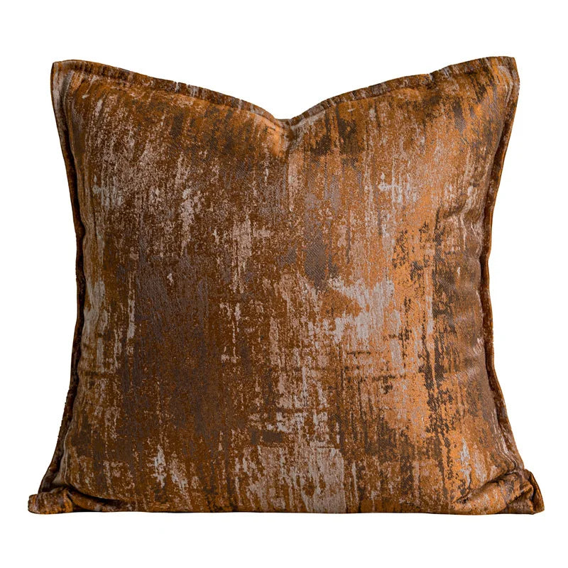 Wabi-Sabi Patchwork Throw Pillow Cover for Living Room & Bedroom | Earth Tone Textured Cushion | Minimalist Bedroom Decor