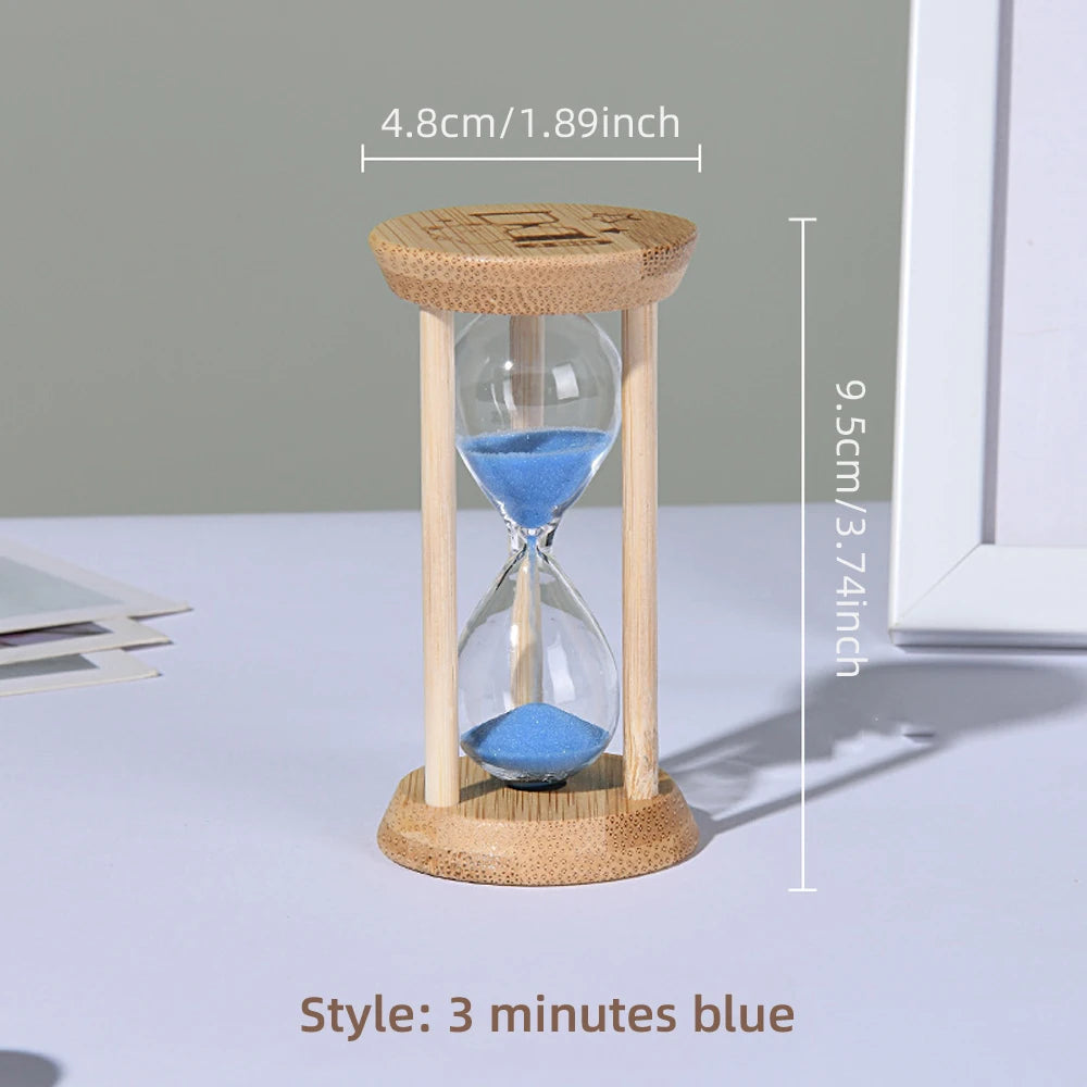 Wooden Hourglass Sand Timer for Desk, Living Room & Kitchen | Minimalist Home Decor Accent | 3, 5, 10, 15 or 30 Minutes in Blue or Orange