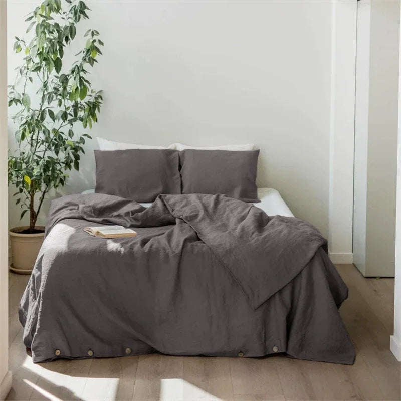 French Linen Duvet Cover for Bedroom | 100% Natural Linen Quilt Cover | Breathable Minimalist Bedroom Decor | 5 Sizes, 10 Colours