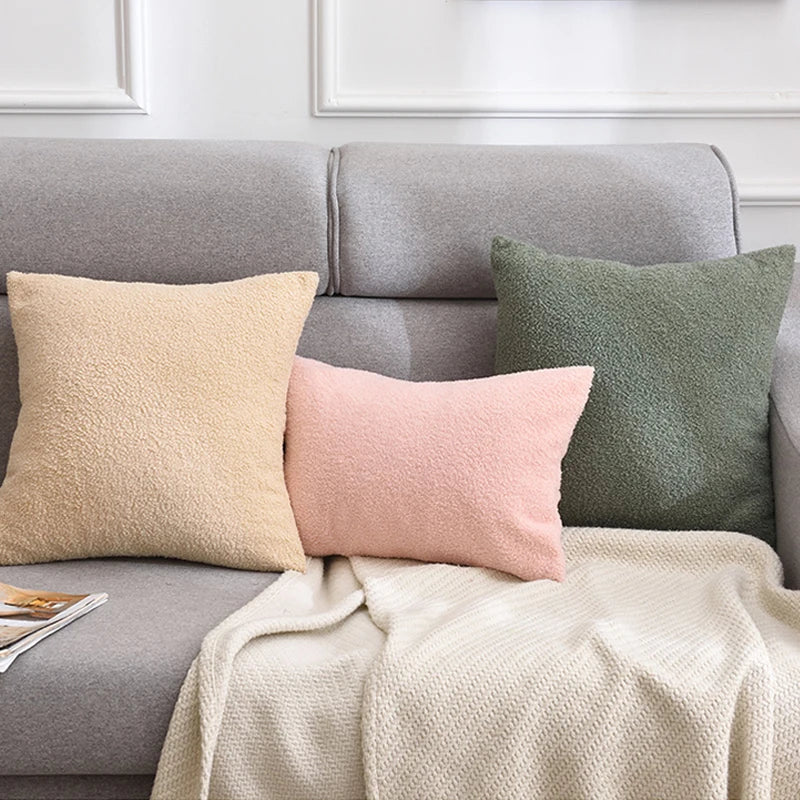 Teddy Faux Fur Throw Pillow Cover for Bedroom & Living Room Sofa | Plush Cozy Bedroom Decor | Nordic Neutral Cushion Cover in 11 Colours