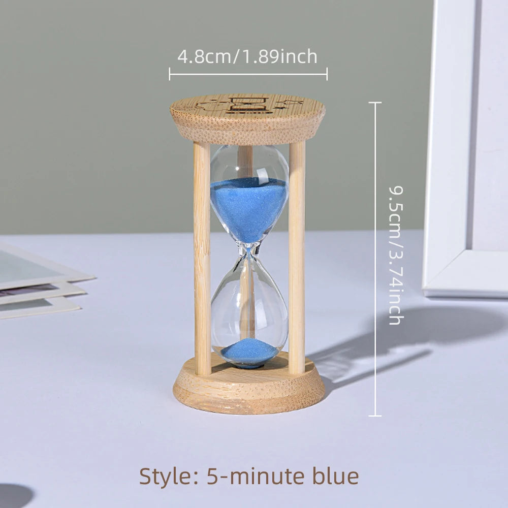 Wooden Hourglass Sand Timer for Desk, Living Room & Kitchen | Minimalist Home Decor Accent | 3, 5, 10, 15 or 30 Minutes in Blue or Orange