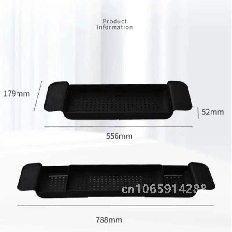 Extendable Bathtub Tray for Relaxing Baths | Bathtub Organiser with Book & Towel Holder | Minimalist Bath Caddy in Black or White