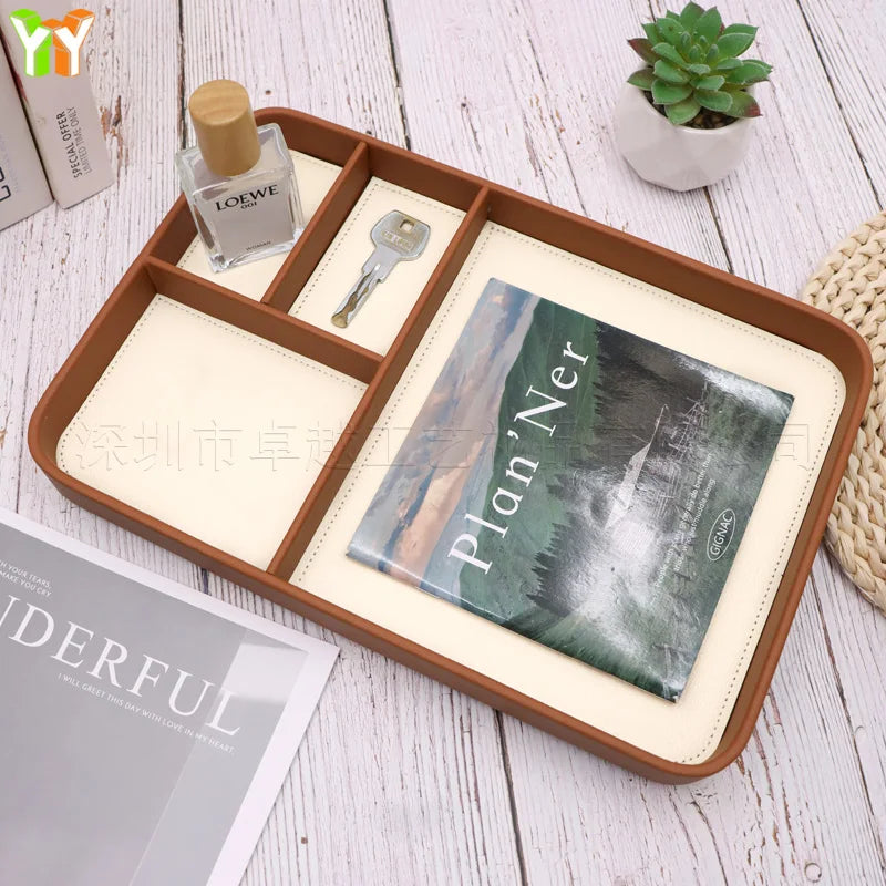 Wooden Valet Tray with Compartments for Nightstand & Entryway | Key, Jewellery & Desk Organiser Tray | European Style in 3 Finishes