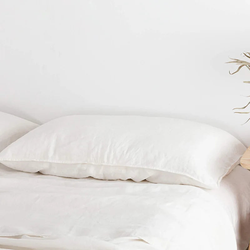 Pure Linen Pillowcases Set of 2 for Bed | 48x74cm Envelope Closure | Natural Neutral Bedroom Decor | Breathable Bedding in 14 Colours