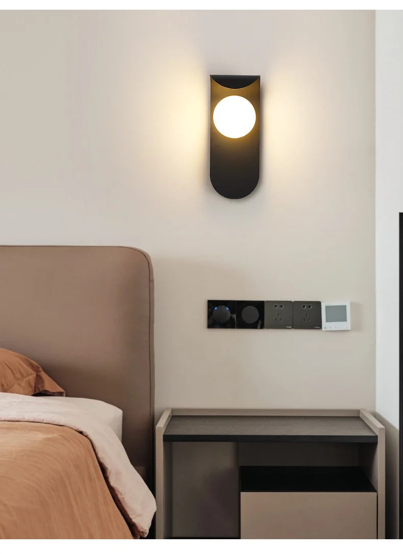 Modern Wall Sconce for Bedroom Bedside, Hallway & Staircase | Walnut Wood-Grain Wall Light | Warm Indoor Lighting in 4 Finishes