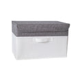 Foldable Cotton Linen Storage Box with Lid for Closet, Nursery & Shelves | Washable Fabric Storage Bin | Toy & Clothes Organiser, 2 Sizes