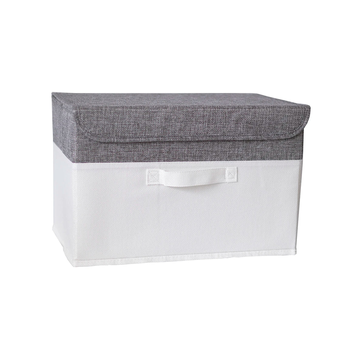 Foldable Cotton Linen Storage Box with Lid for Closet, Nursery & Shelves | Washable Fabric Storage Bin | Toy & Clothes Organiser, 2 Sizes