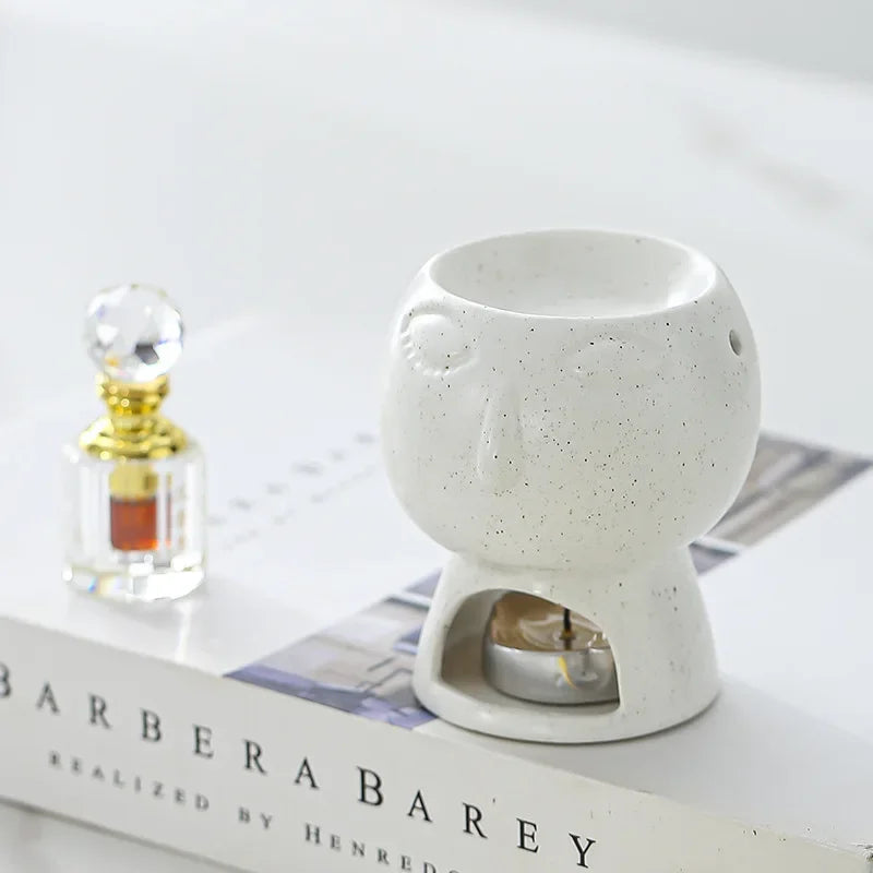 Ceramic Candle Holder & Essential Oil Burner for Living Room & Bedroom | Nordic Minimalist Aroma Diffuser | Calming Home Decor, 3 Styles