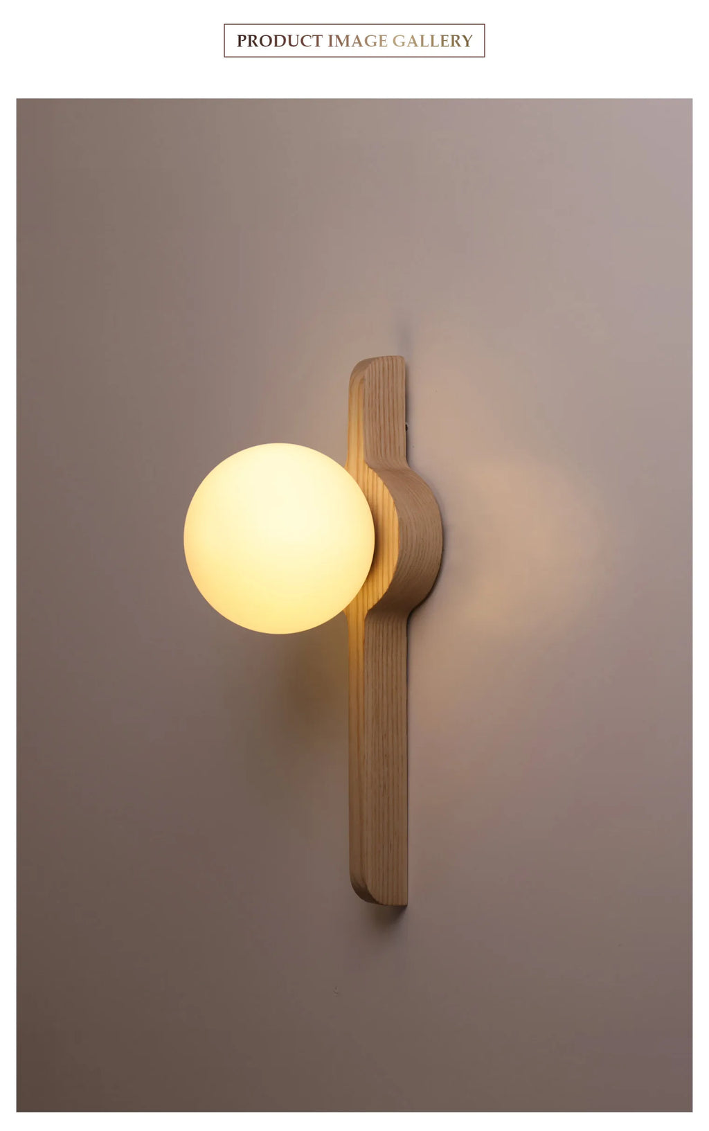 Glass Globe Wall Sconce for Living Room, Bedroom & Hallway | Wabi-Sabi Walnut Wood Wall Light | Moonlight Globe in 3 Finishes & 3 Colour Temperatures